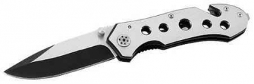 Herbertz Rettungsmesser, Stahl AISI 420, Liner Lock, Clip Edelstahl-Heft, Gurtschneider, Schlagdorn