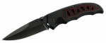 Herbertz Einhandmesser, AISI 420, Edelstahl-Heft, schwarz beschichtet, G-10-Einlage, Clip