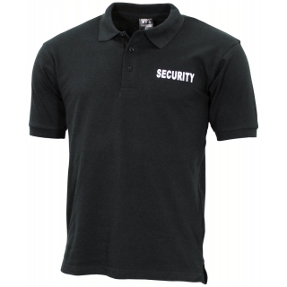 Poloshirt, schwarz, "Security", bedruckt
