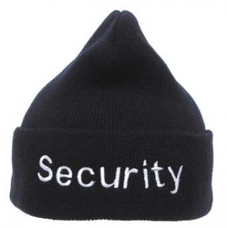 Rollmütze, Acryl, schwarz, silber bestickt, Security