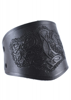 Armschützer aus Leder, mit Thorshammer, kurz schwarz