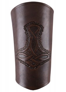 Armschützer aus Leder, mit Thorshammer, lang braun
