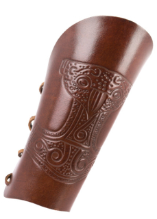 Armstulpe mit geprägtem Thorshammer, braun-antik Paar