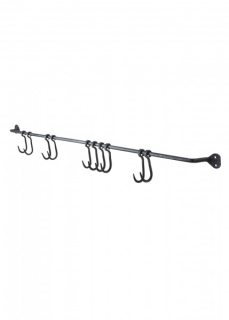 Handgeschmiedete Stange zur Wandbefestigung, ca. 91cm, inkl. Haken