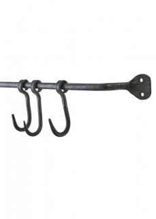 Handgeschmiedete Stange zur Wandbefestigung, ca. 91cm, inkl. Haken