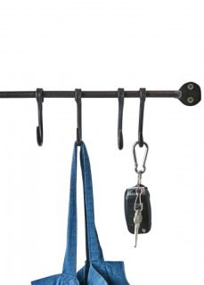 Handgeschmiedete Stange zur Wandbefestigung, ca. 91cm, inkl. Haken