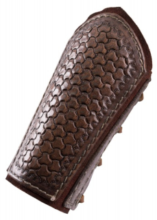 Armschützer aus Leder mit Prägung und Wildleder, Paar dunkelbraun