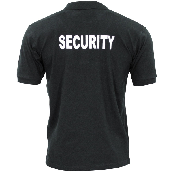 Poloshirt, schwarz, "Security", bedruckt