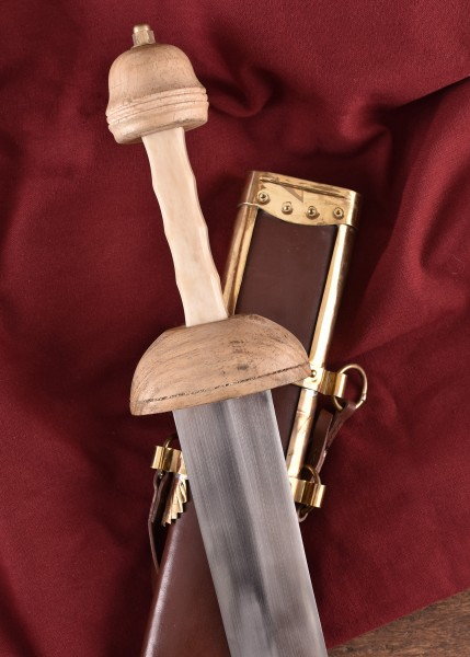 Pompeji Gladius mit dunkler Scheide und Riemen