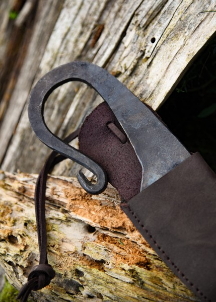 Handgeschmiedetes Wikingermesser mit Lederscheide