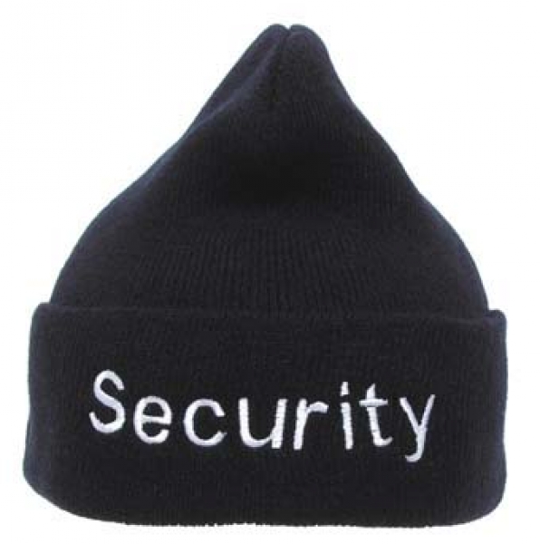 Rollmütze, Acryl, schwarz, silber bestickt, Security