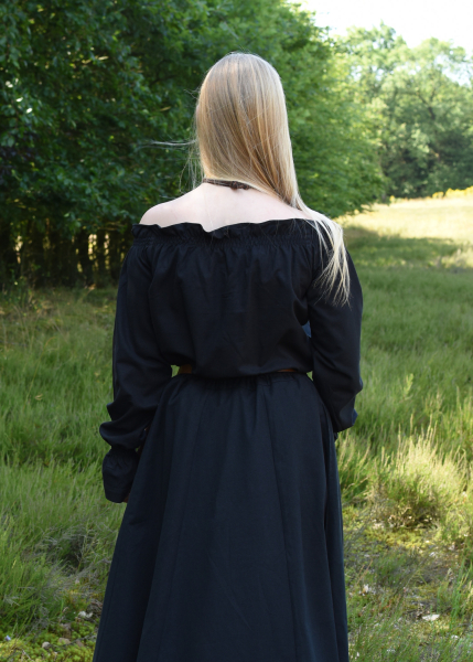 Mittelalter Carmen-Bluse, schwarz