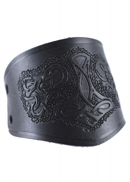 Armschützer aus Leder, mit Thorshammer, kurz schwarz