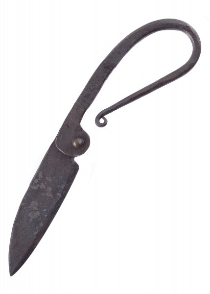 Klappmesser mit Lederhülle, handgeschmiedet