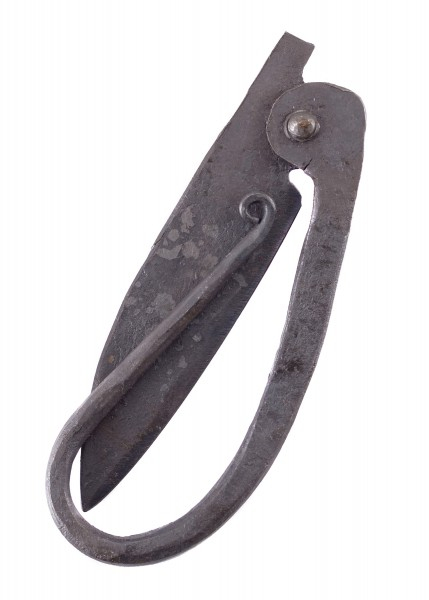 Klappmesser mit Lederhülle, handgeschmiedet