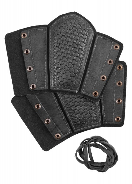 Armschützer aus Leder mit Prägung und Wildleder, Paar schwarz