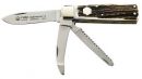 Puma Jagd-Taschenmesser, Stahl 1.4110, Back-Lock, Säge, Aufbrechklinge, Hirschhorn-Griffschalen, Neusilberbacken